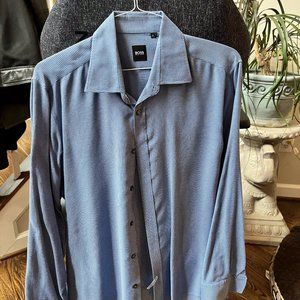 BOSS Mens XL Blue and White Buttondown